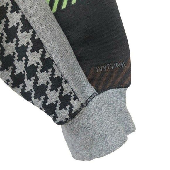 Adidas Ivy Park Cropped Halls Of Ivy Hoodie Womens XS Gray Brown Allover Print - Picture 8 of 11